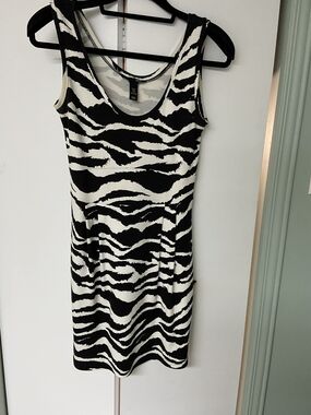 H&M Black and White Zebra-Print Mini Dress